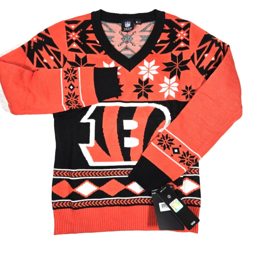 Cincinnati Bengals NFL Team Apparel Ugly Christmas Sweater Women's Size S New